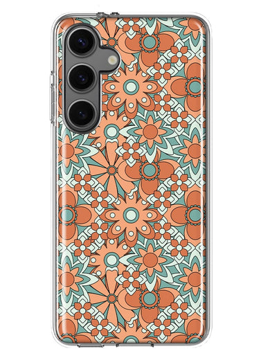 Mundaze - Case for Samsung Galaxy S24 Slim Shockproof Hard Shell Soft TPU Heavy Duty Protective Phone Cover - Groovy Vintage Flowers