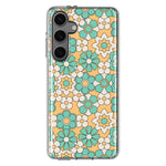 Mundaze - Case for Samsung Galaxy S24 Slim Shockproof Hard Shell Soft TPU Heavy Duty Protective Phone Cover - Cute Mint Yellow Floral