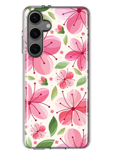 Mundaze - Case for Samsung Galaxy S24 Slim Shockproof Hard Shell Soft TPU Heavy Duty Protective Phone Cover - Spring Pink Cherry Blossoms