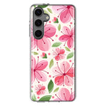 Mundaze - Case for Samsung Galaxy S24 Slim Shockproof Hard Shell Soft TPU Heavy Duty Protective Phone Cover - Spring Pink Cherry Blossoms