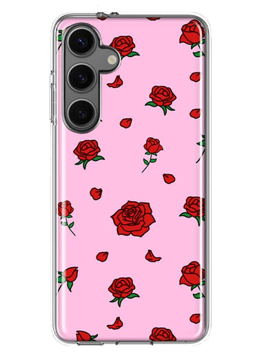 Mundaze - Case for Samsung Galaxy S24 Slim Shockproof Hard Shell Soft TPU Heavy Duty Protective Phone Cover - Cute Red Roses