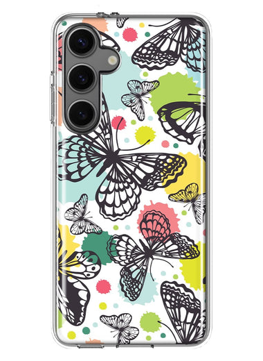 Mundaze - Case for Samsung Galaxy S24 Slim Shockproof Hard Shell Soft TPU Heavy Duty Protective Phone Cover - Vintage Butterflies