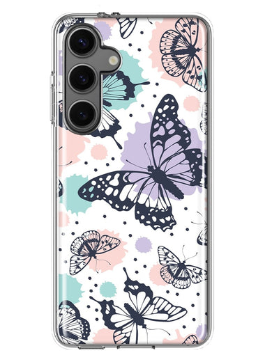 Mundaze - Case for Samsung Galaxy S24 Slim Shockproof Hard Shell Soft TPU Heavy Duty Protective Phone Cover - Groovy Butterflies