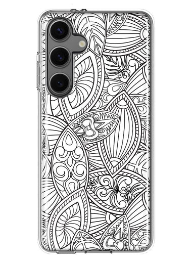 Mundaze - Case for Samsung Galaxy S24 Slim Shockproof Hard Shell Soft TPU Heavy Duty Protective Phone Cover - Abstract Line Art Pattern
