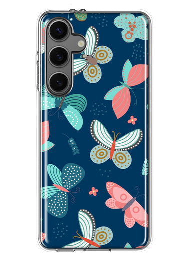 Mundaze - Case for Samsung Galaxy S24 Slim Shockproof Hard Shell Soft TPU Heavy Duty Protective Phone Cover - Cute Butterflies