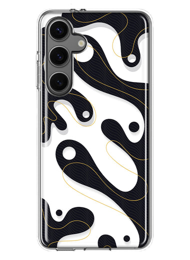 Mundaze - Case for Samsung Galaxy S24 Slim Shockproof Hard Shell Soft TPU Heavy Duty Protective Phone Cover - Luxury Black White Fluid