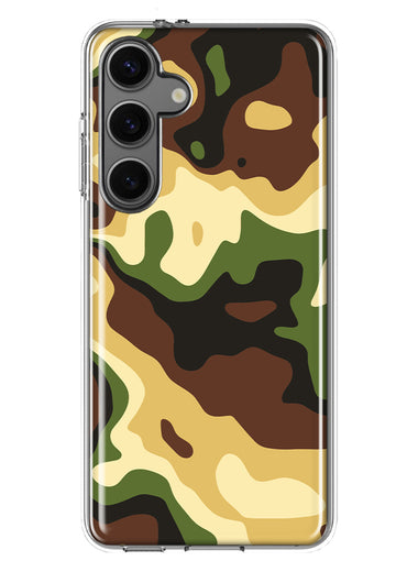 Mundaze - Case for Samsung Galaxy S24 Slim Shockproof Hard Shell Soft TPU Heavy Duty Protective Phone Cover - Green Yellow Camo