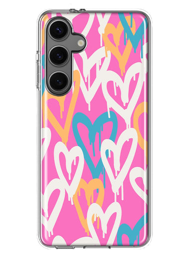Mundaze - Case for Samsung Galaxy S24 Slim Shockproof Hard Shell Soft TPU Heavy Duty Protective Phone Cover - Urban Street Pink Hearts