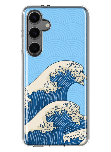 Mundaze - Case for Samsung Galaxy S24 Plus Slim Shockproof Hard Shell Soft TPU Heavy Duty Protective Phone Cover - Japanese Waves