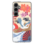 Mundaze - Case for Samsung Galaxy S24 Slim Shockproof Hard Shell Soft TPU Heavy Duty Protective Phone Cover - Vintage Japanese Crane