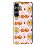 Mundaze - Case for Samsung Galaxy S24 Slim Shockproof Hard Shell Soft TPU Heavy Duty Protective Phone Cover - Retro Groovy Flowers