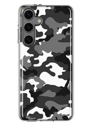 Mundaze - Case for Samsung Galaxy S24 Plus Slim Shockproof Hard Shell Soft TPU Heavy Duty Protective Phone Cover - Black Grey Camo