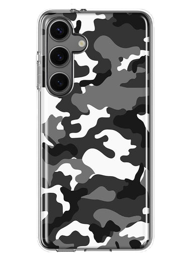 Mundaze - Case for Samsung Galaxy S24 Slim Shockproof Hard Shell Soft TPU Heavy Duty Protective Phone Cover - Black Grey Camo