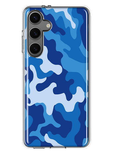 Mundaze - Case for Samsung Galaxy S24 Plus Slim Shockproof Hard Shell Soft TPU Heavy Duty Protective Phone Cover - Blue Camo