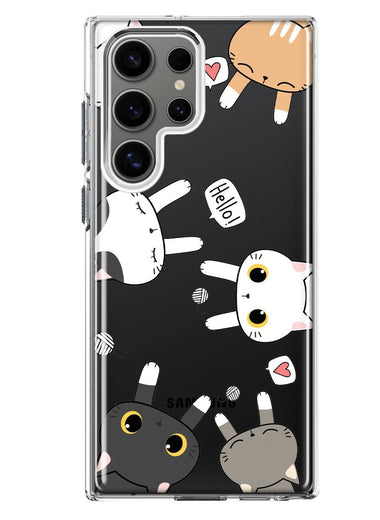 Mundaze - Case for Samsung Galaxy S22 Ultra Slim Shockproof Hard Shell Soft TPU Heavy Duty Protective Phone Cover - Cute Big Eyes Cat Friends