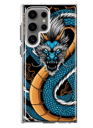 Mundaze - Case for Samsung Galaxy S22 Ultra Slim Shockproof Hard Shell Soft TPU Heavy Duty Protective Phone Cover - Blue Dragon