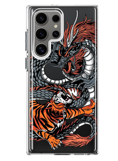 Mundaze - Case for Samsung Galaxy S22 Ultra Slim Shockproof Hard Shell Soft TPU Heavy Duty Protective Phone Cover - Dragon and Tiger