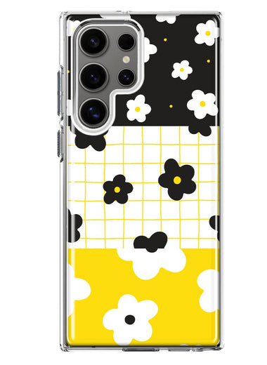Mundaze - Case for Samsung Galaxy S22 Ultra Slim Shockproof Hard Shell Soft TPU Heavy Duty Protective Phone Cover - Black Yellow Daisies