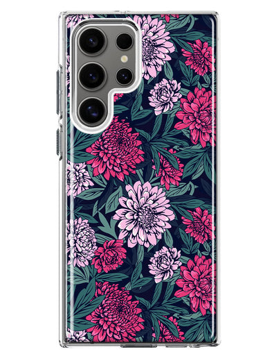 Mundaze - Case for Samsung Galaxy S22 Ultra Slim Shockproof Hard Shell Soft TPU Heavy Duty Protective Phone Cover - Vintage Pink Flowers and Leaves