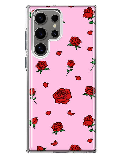 Mundaze - Case for Samsung Galaxy S22 Ultra Slim Shockproof Hard Shell Soft TPU Heavy Duty Protective Phone Cover - Cute Red Roses