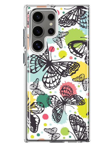 Mundaze - Case for Samsung Galaxy S22 Ultra Slim Shockproof Hard Shell Soft TPU Heavy Duty Protective Phone Cover - Vintage Butterflies