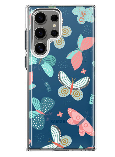 Mundaze - Case for Samsung Galaxy S22 Ultra Slim Shockproof Hard Shell Soft TPU Heavy Duty Protective Phone Cover - Cute Butterflies