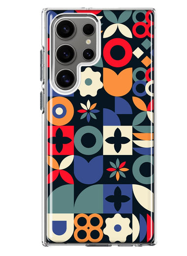 Mundaze - Case for Samsung Galaxy S22 Ultra Slim Shockproof Hard Shell Soft TPU Heavy Duty Protective Phone Cover - Vintage Geometric Patterns