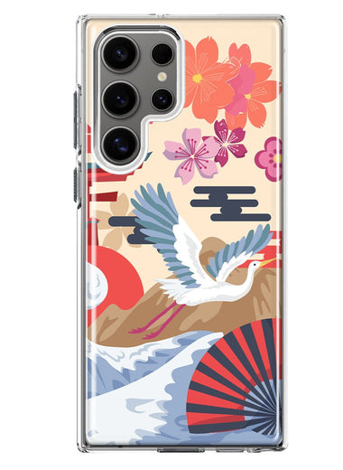 Mundaze - Case for Samsung Galaxy S22 Ultra Slim Shockproof Hard Shell Soft TPU Heavy Duty Protective Phone Cover - Vintage Japanese Crane