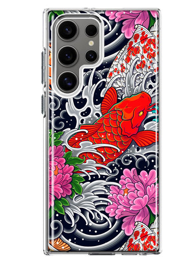 Mundaze - Case for Samsung Galaxy S22 Ultra Slim Shockproof Hard Shell Soft TPU Heavy Duty Protective Phone Cover - Japanese Koi Fish Tattoo