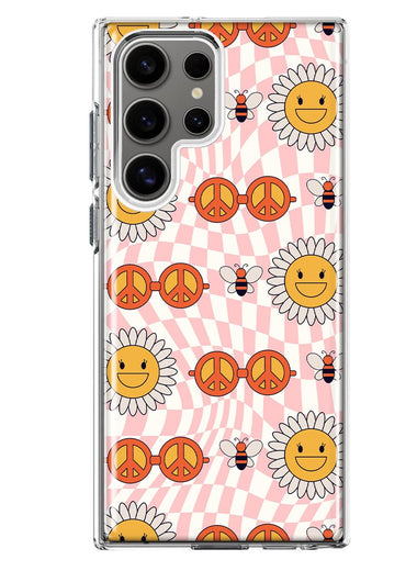 Mundaze - Case for Samsung Galaxy S24 Ultra Slim Shockproof Hard Shell Soft TPU Heavy Duty Protective Phone Cover - Retro Groovy Flowers