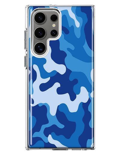 Mundaze - Case for Samsung Galaxy S22 Ultra Slim Shockproof Hard Shell Soft TPU Heavy Duty Protective Phone Cover - Blue Camo