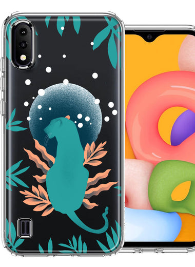 Samsung Galaxy A01 Moon Green Jaguar Design Double Layer Phone Case Cover