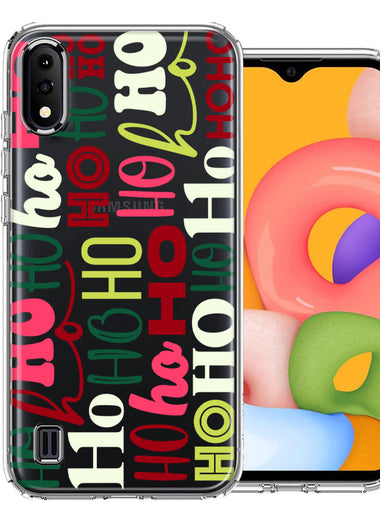 Samsung Galaxy A01 Christmas Santa Ho Ho Ho textagraphy Festive Holiday Double Layer Phone Case Cover