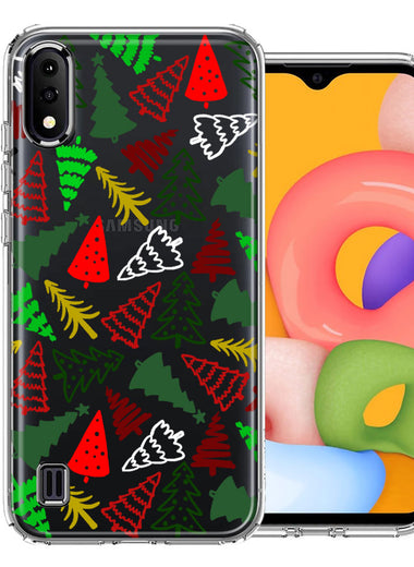 Samsung Galaxy A01 Christmas Trees Holiday Festive Winter By BillyElleCo Double Layer Phone Case Cover