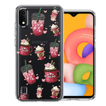 Samsung Galaxy A01 Coffee Lover Valentine's Hearts Pink Drink Latte Double Layer Phone Case Cover
