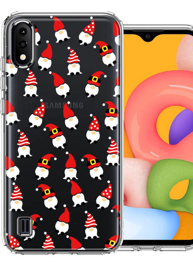 Samsung Galaxy A01 Cute Red Christmas Holiday Santa Gnomes Design Double Layer Phone Case Cover