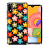 Samsung Galaxy A01 Groovy Gradient Retro Color Flowers Double Layer Phone Case Cover