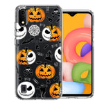 Samsung Galaxy A01 Halloween Jack-O-Lantern Pumpkin Skull Spooky Design Double Layer Phone Case Cover