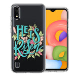 Samsung Galaxy A01 He Is Risen Text Easter Jesus Christian Flowers Double Layer Phone Case Cover
