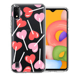 Samsung Galaxy A01 Heart Suckers Lollipop Valentines Day Candy Lovers Double Layer Phone Case Cover