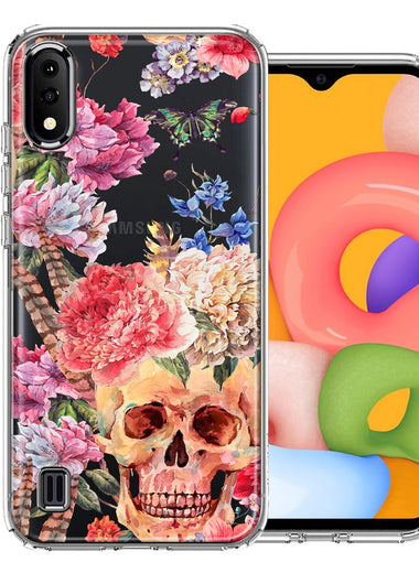 For Samsung Galaxy A01 Indie Spring Peace Skull Feathers Floral Butterfly Flowers Phone Case Cover