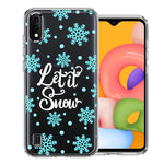 Samsung Galaxy A01 Christmas Holiday Let It Snow Winter Blue Snowflakes Design Double Layer Phone Case Cover