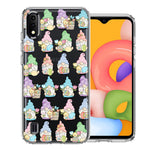 Samsung Galaxy A01 Pastel Easter Cute Gnomes Spring Flowers Eggs Holiday Seasonal Double Layer Phone Case Cover
