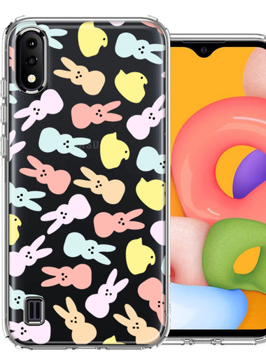 Samsung Galaxy A01 Pastel Easter Polkadots Bunny Chick Candies Double Layer Phone Case Cover