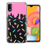 Samsung Galaxy A01 Pink Drip Frosting Cute Heart Sprinkles Kawaii Cake Design Double Layer Phone Case Cover