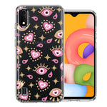 Samsung Galaxy A01 Pink Evil Eye Lucky Love Law Of Attraction Design Double Layer Phone Case Cover