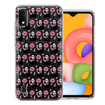 Samsung Galaxy A01 Pink Horror Valentine Character Ghostface Boyfriend Call Me Hearts Double Layer Phone Case Cover