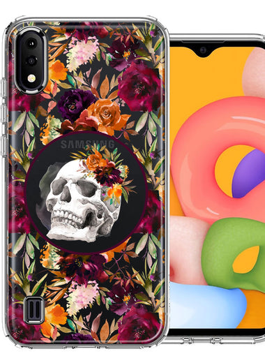 Samsung Galaxy A01 Romance Is Dead Valentines Day Halloween Skull Floral Autumn Flowers Double Layer Phone Case Cover