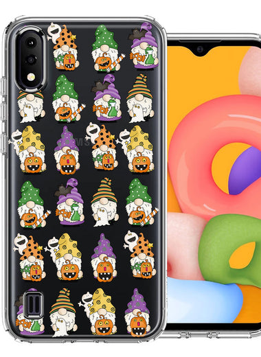 Samsung Galaxy A01 Spooky Halloween Gnomes Cute Characters Holiday Seasonal Pumpkins Candy Ghosts Double Layer Phone Case Cover