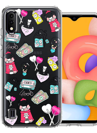 Samsung Galaxy A01 Valentine's Day Candy Feels like Love Hearts Double Layer Phone Case Cover